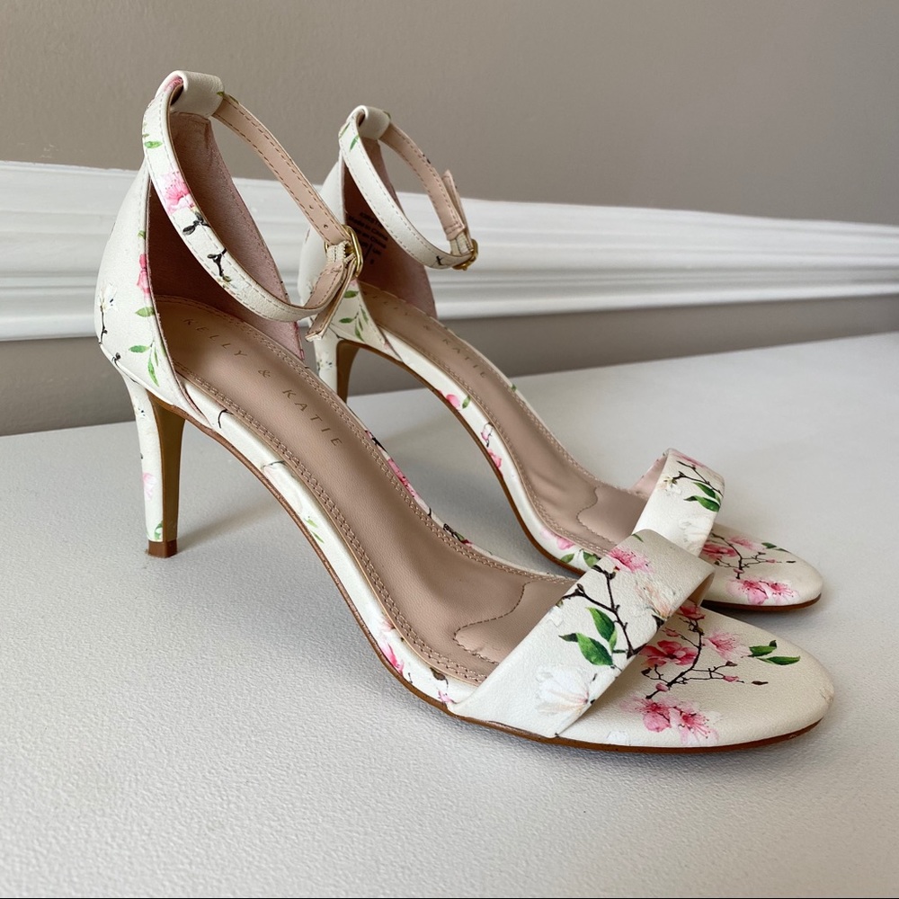 Floral Ankle Strap Heels